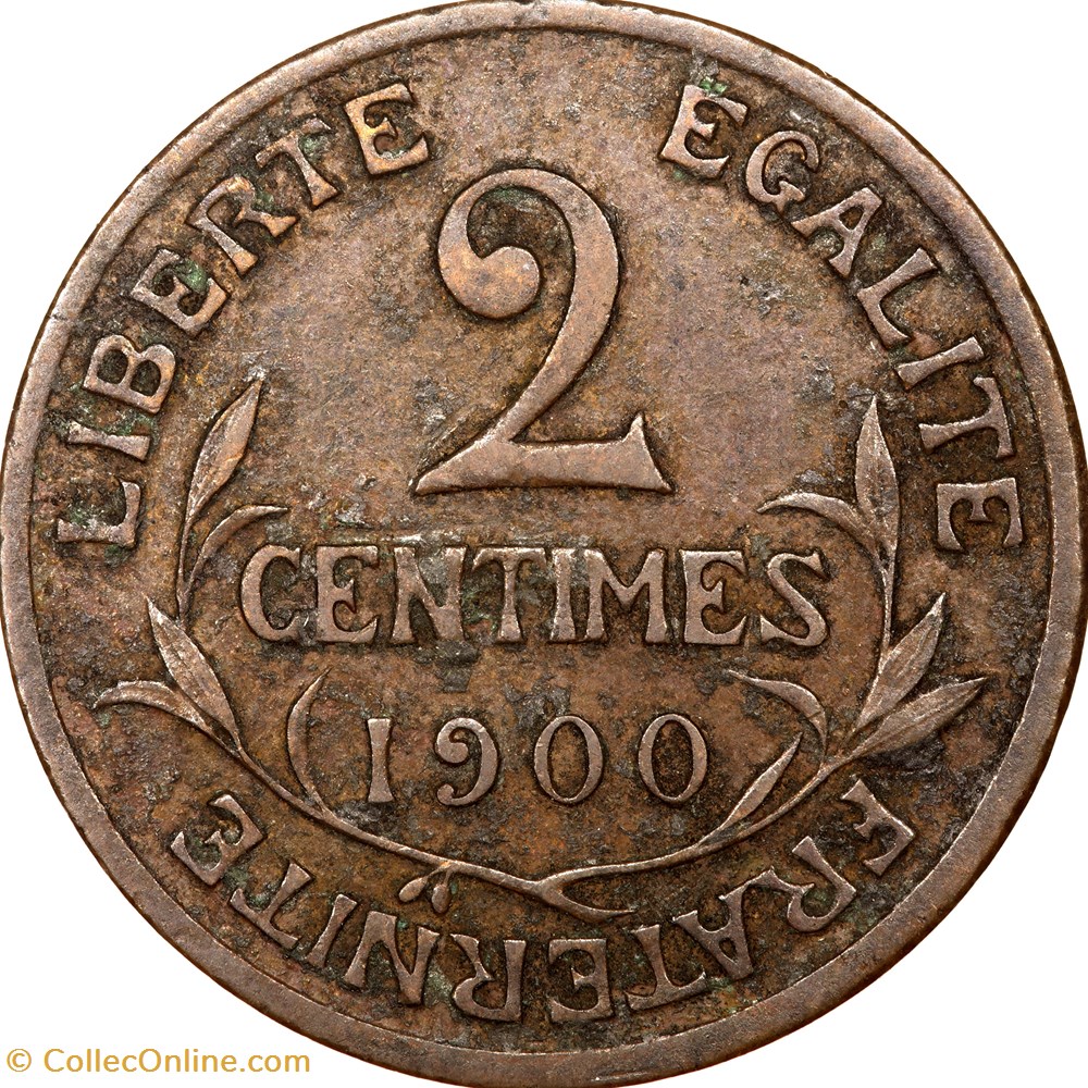 2 centimes Daniel-Dupuis, IIIe République, 1900 monnaies monde france 2 centimes daniel dupuis iiie republique 1900
