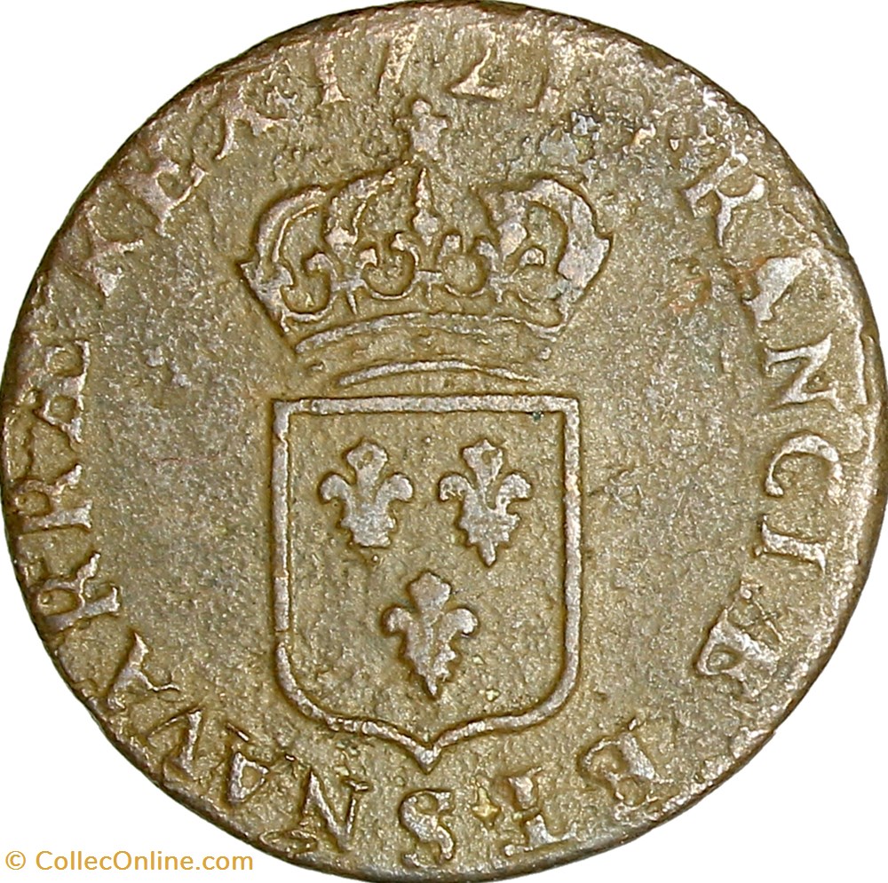 monnaies europe medievale france royales liard au buste enfantin louis xv 1721 reims