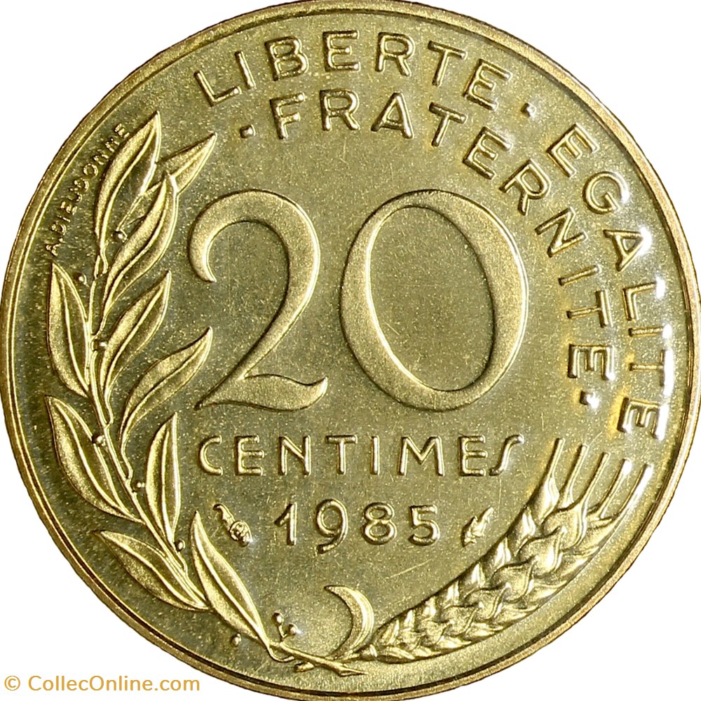 20 centimes Marianne, FDC, 1985 monnaies monde france 20 centimes marianne fdc 1985
