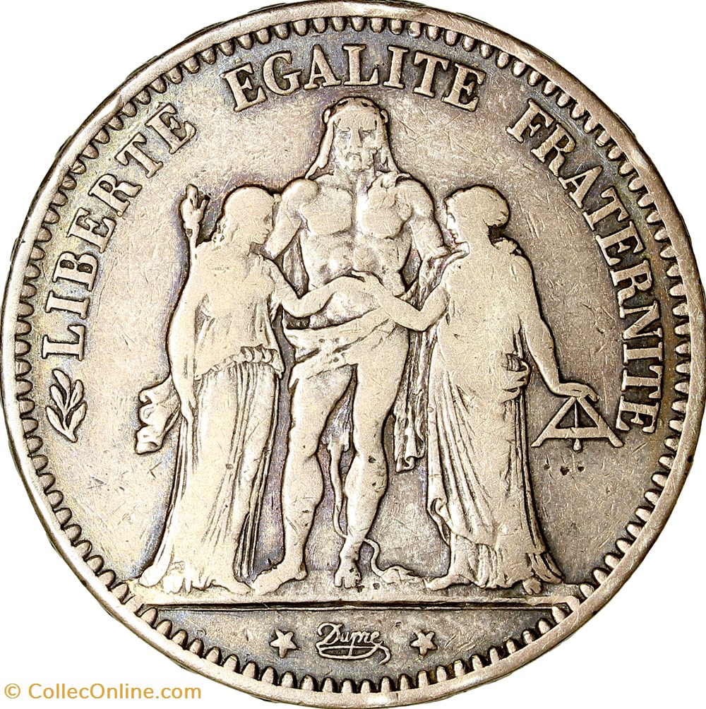 5 francs Hercule, IIIe République, 1874, Bordeaux monnaies monde france 5 francs hercule iiie republique 1874 bordeaux