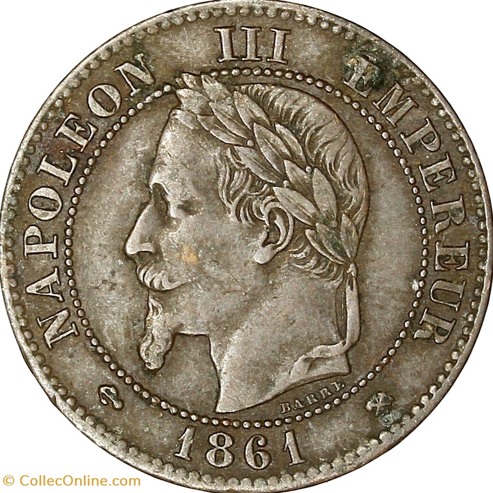 monnaies monde france deux centimes tete lauree buste definitif napoleon iii 1861 bordeaux