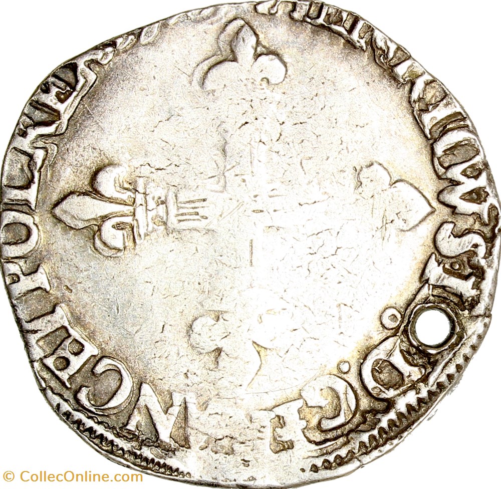 monnaies europe medievale france royales quart ecu a la croix de face henri iii 1585 rennes