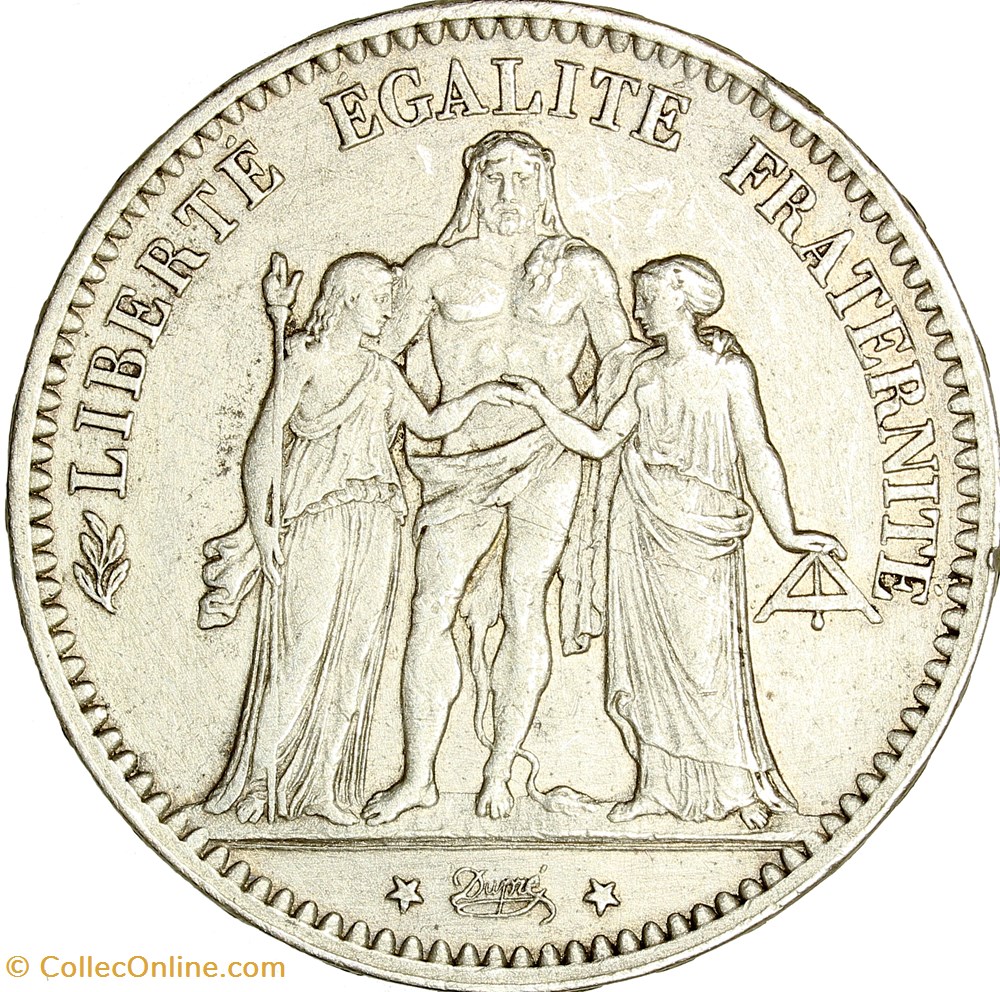 monnaies monde france 5 francs hercule iiie republique 1877 bordeaux