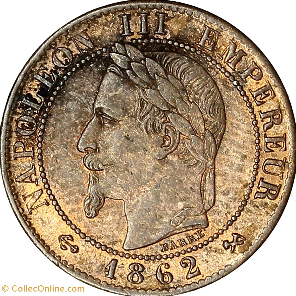 monnaies monde france un centime tete lauree napoleon iii 1862 bordeaux