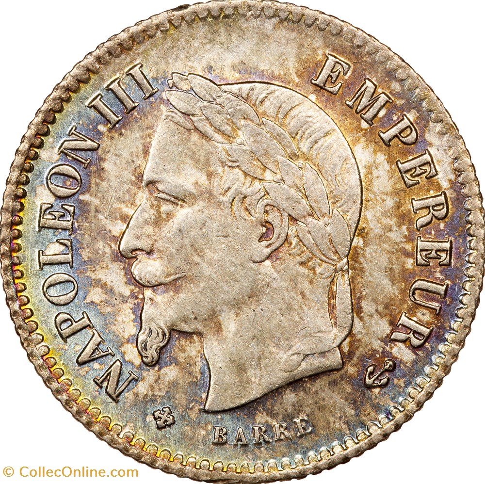 20 centimes Napoléon III, tête laurée, grand module, Napoléon III, 1867, Strasbourg monnaies monde france 20 centimes napoleon iii tete lauree grand module napoleon iii 1867 strasbourg