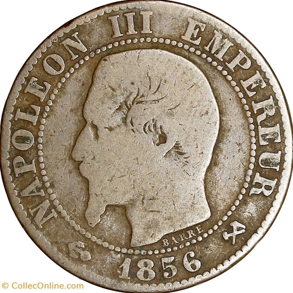 Cinq centimes, tête nue, Napoléon III, 1856, Rouen monnaies monde france cinq centimes tete nue napoleon iii 1856 rouen