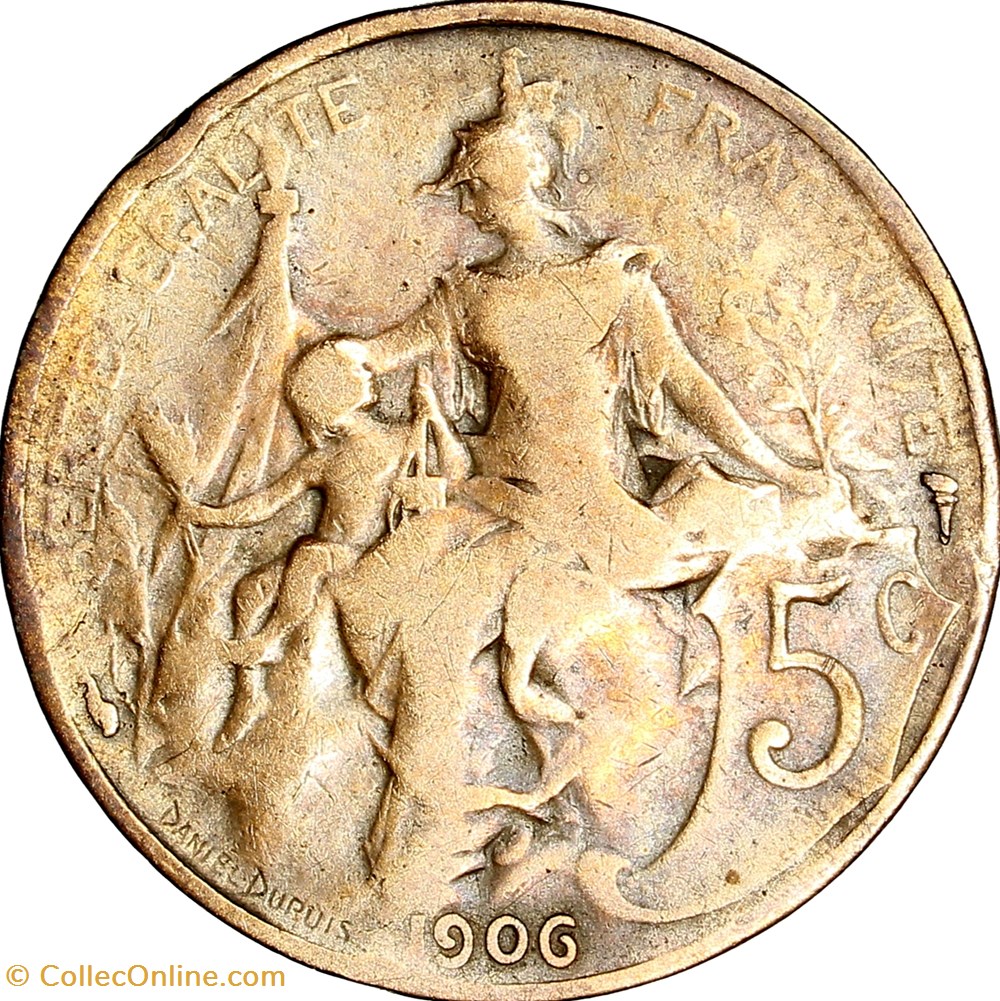 5 centimes Daniel-Dupuis, IIIe République, 1906 monnaies monde france 5 centimes daniel dupuis iiie republique 1906