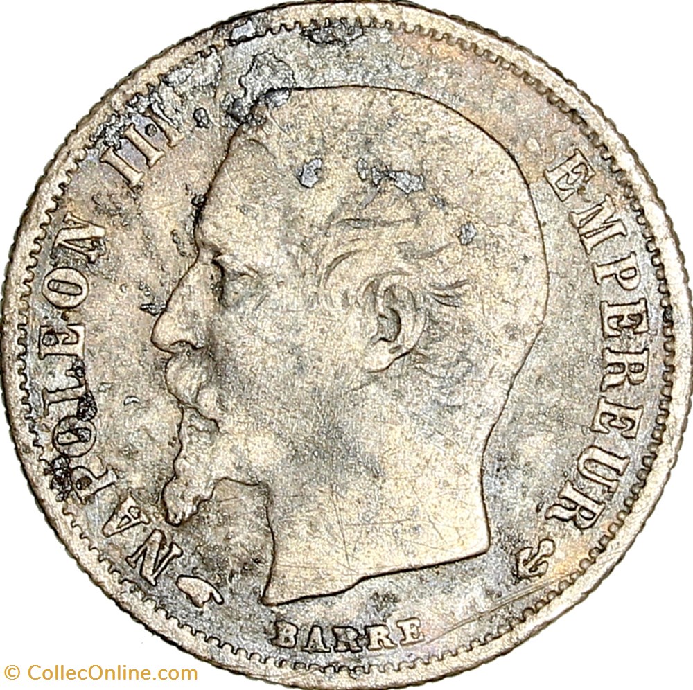 50 centimes, tête nue, Napoléon III, 1859, Paris monnaies monde france 50 centimes tete nue napoleon iii 1859 paris