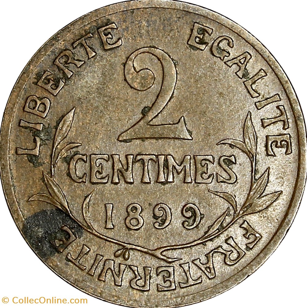 2 centimes Daniel-Dupuis, IIIe République, 1899 monnaies france modernes 2 centimes daniel dupuis iiie republique 1899