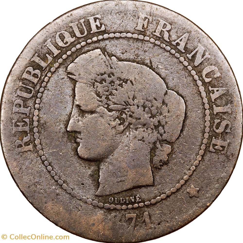 monnaies monde france 5 centimes ceres iiie republique 1871 bordeaux