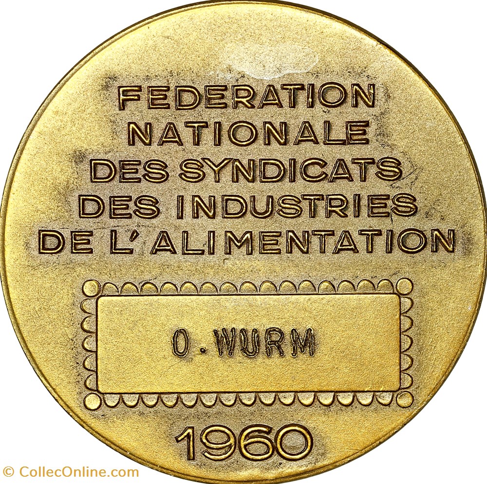medailles france medaille des syndicats des industries de alimentation 1960