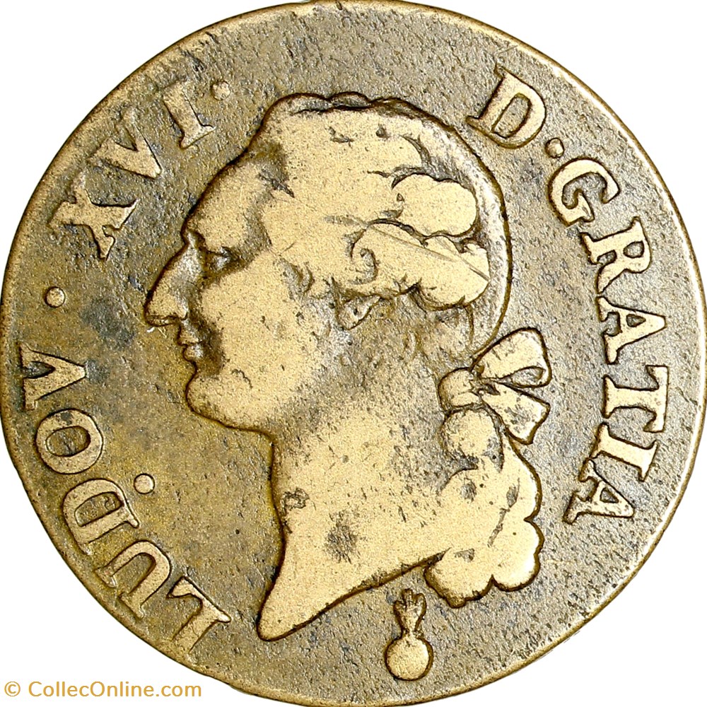 Sol à l'écu, Louis XVI, 1791, Metz monnaies europe medievale france royales sol a ecu louis xvi 1791 metz