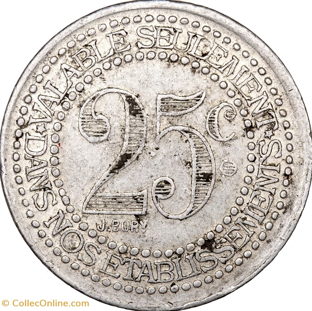 monnaies monde france 25 centimes compagnie fermiere de etablissement thermal de vichy 1920 1922