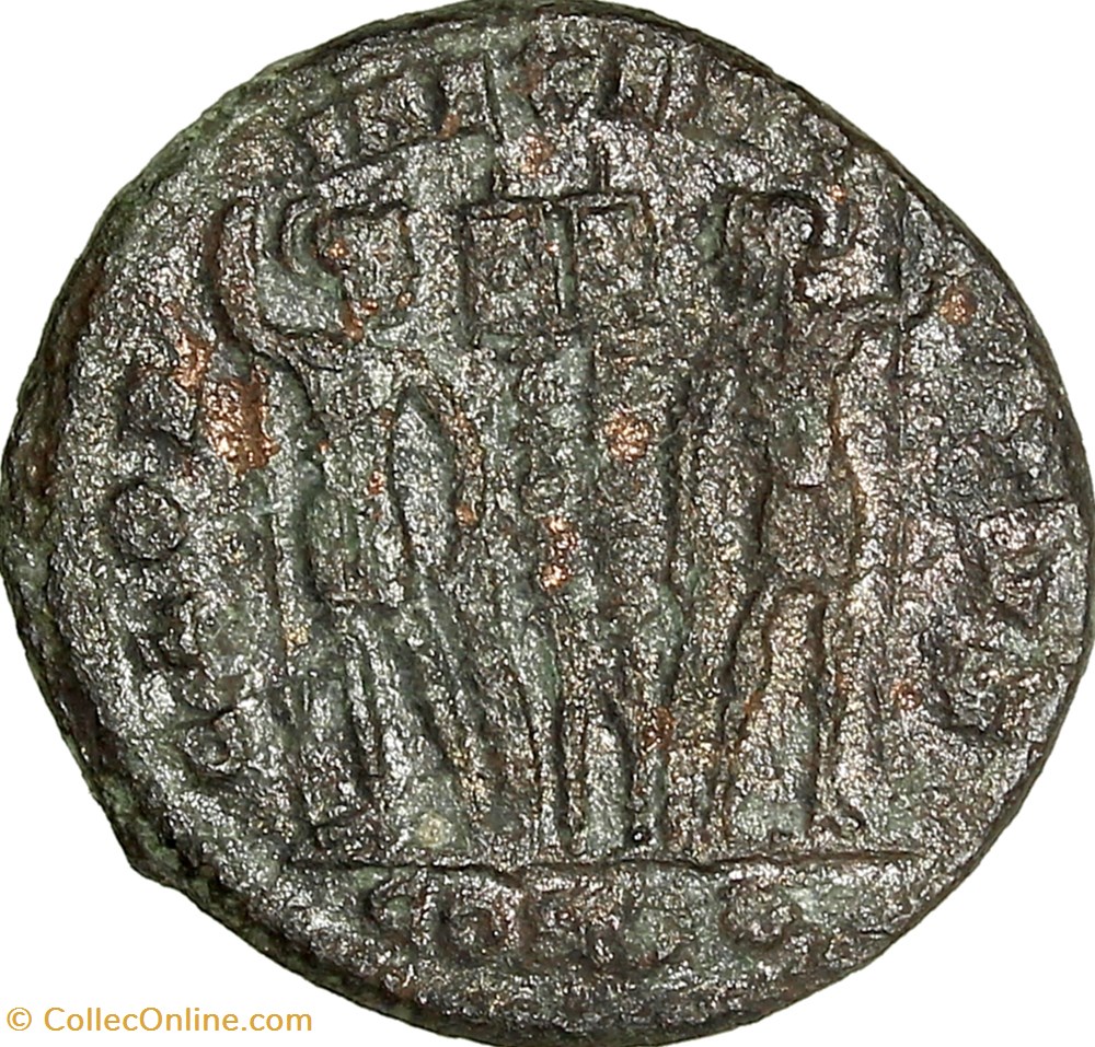 Centenionalis de Constantin II césar, Gloria Exercitus 2 enseignes, 330-333, Constantinople monnaies antiques romaines imperiales et republicaines centenionalis de constantin ii cesar gloria exercitus 2 enseignes 330 333 constantinople