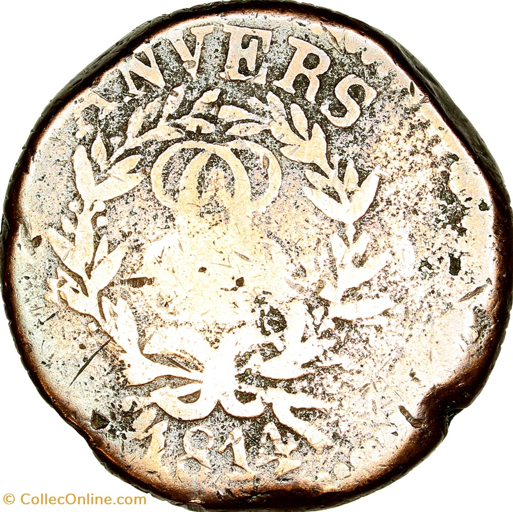 10 centimes d'Anvers au double L, Louis XVIII, 1814, Anvers, atelier de l'arsenal monnaies monde france 10 centimes anvers au double l louis xviii 1814 anvers atelier de arsenal