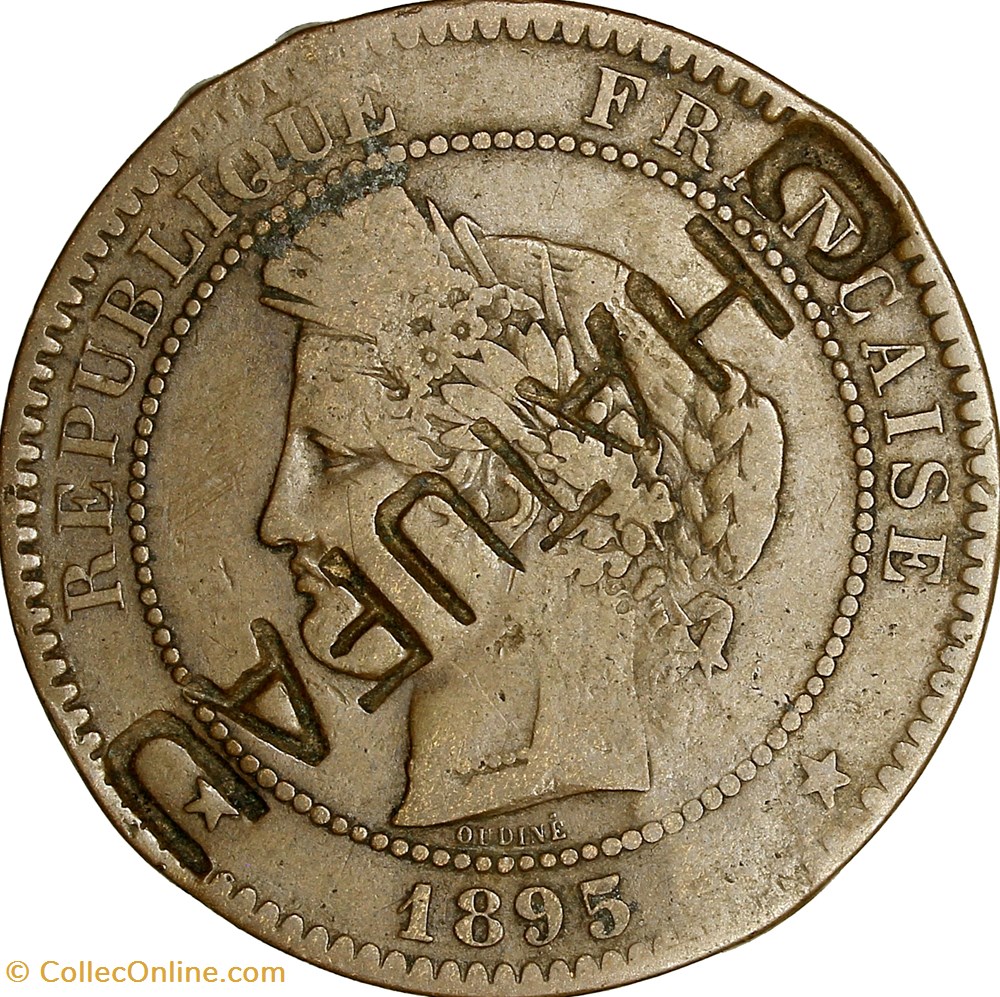 10 centimes Cérès, IIIe République, 1895, Paris, contremarque CHATUFAUD monnaies france modernes 10 centimes ceres iiie republique 1895 paris contremarque chatufaud