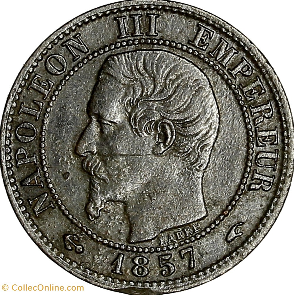 monnaies monde france un centime tete nue napoleon iii 1857 paris