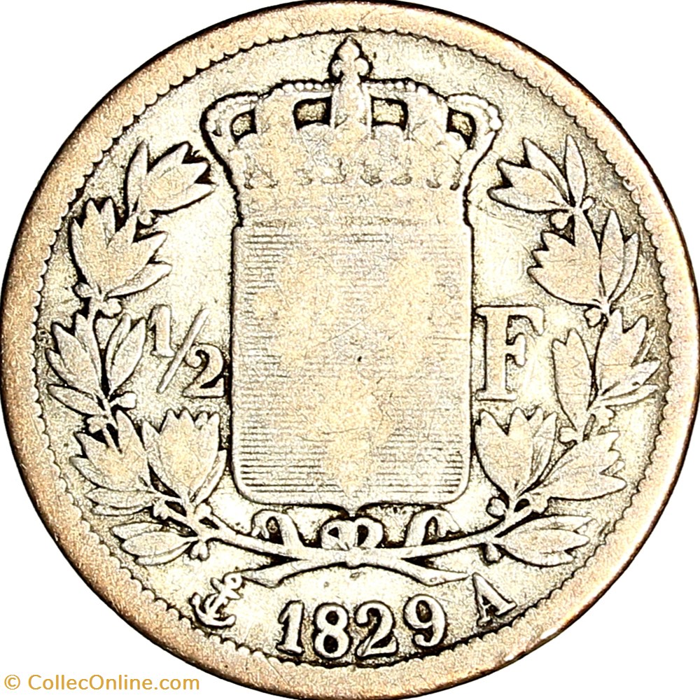 1/2 franc, Charles X, 1829, Paris monnaies monde france 1 2 franc charles x 1829 paris