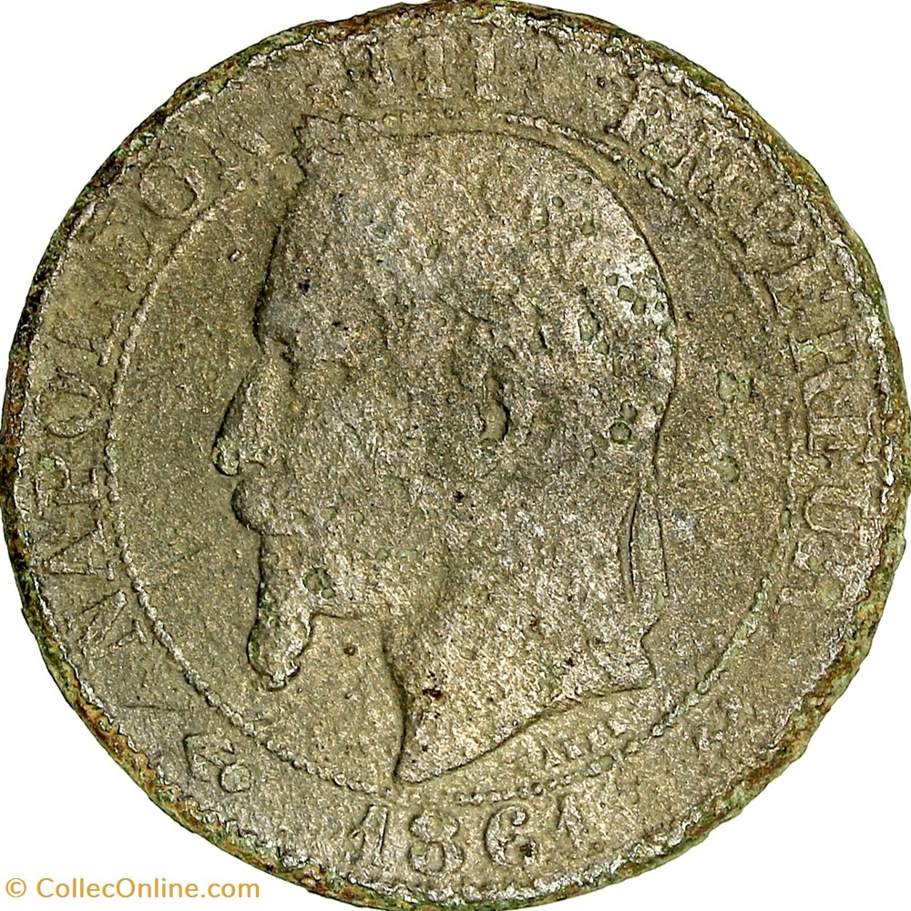 Cinq centimes, tête laurée, Napoléon III, 1861, Bordeaux monnaies monde france cinq centimes tete lauree napoleon iii 1861 bordeaux