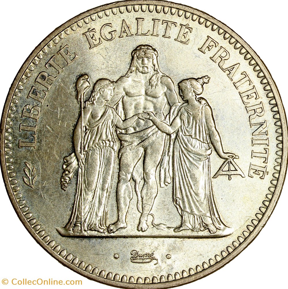 50 francs Hercule, avers de la 20 francs, 1974 monnaies monde france 50 francs hercule avers de la 20 francs 1974