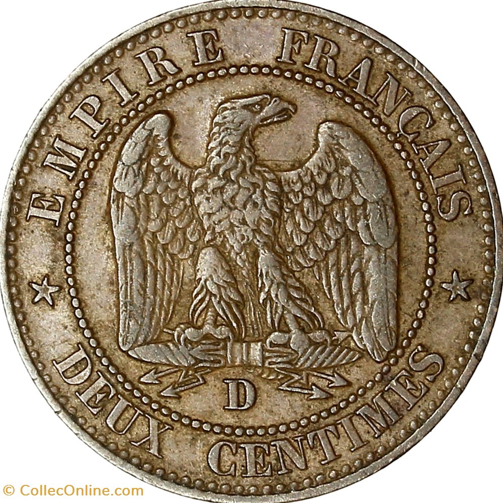 Deux centimes, tête nue, Napoléon III, 1854, petit lion, grand D, Lyon monnaies monde france deux centimes tete nue napoleon iii 1854 petit lion grand d lyon