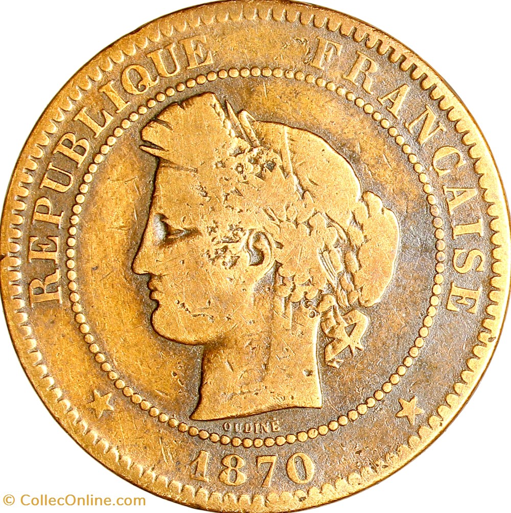 10 centimes Cérès, IIIe République, 1870, A normal, Paris monnaies monde france 10 centimes ceres iiie republique 1870 a normal paris