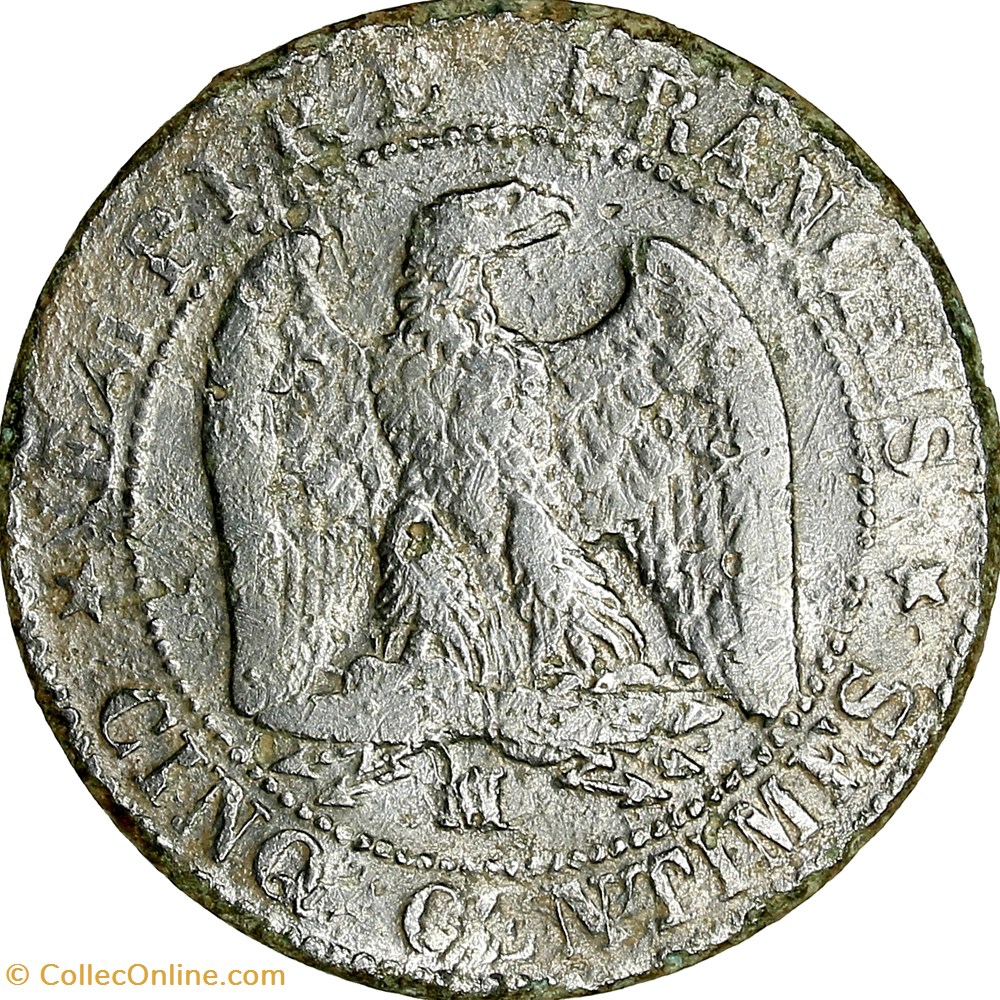 Cinq centimes, tête nue, Napoléon III, 1854, Marseille monnaies monde france cinq centimes tete nue napoleon iii 1854 marseille