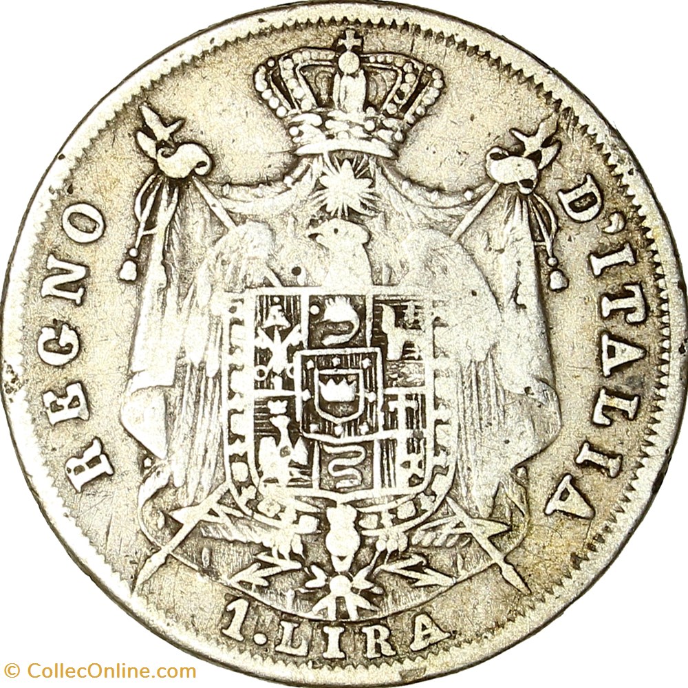 monnaies monde france 1 lira italie napoleon ier 1809 milan