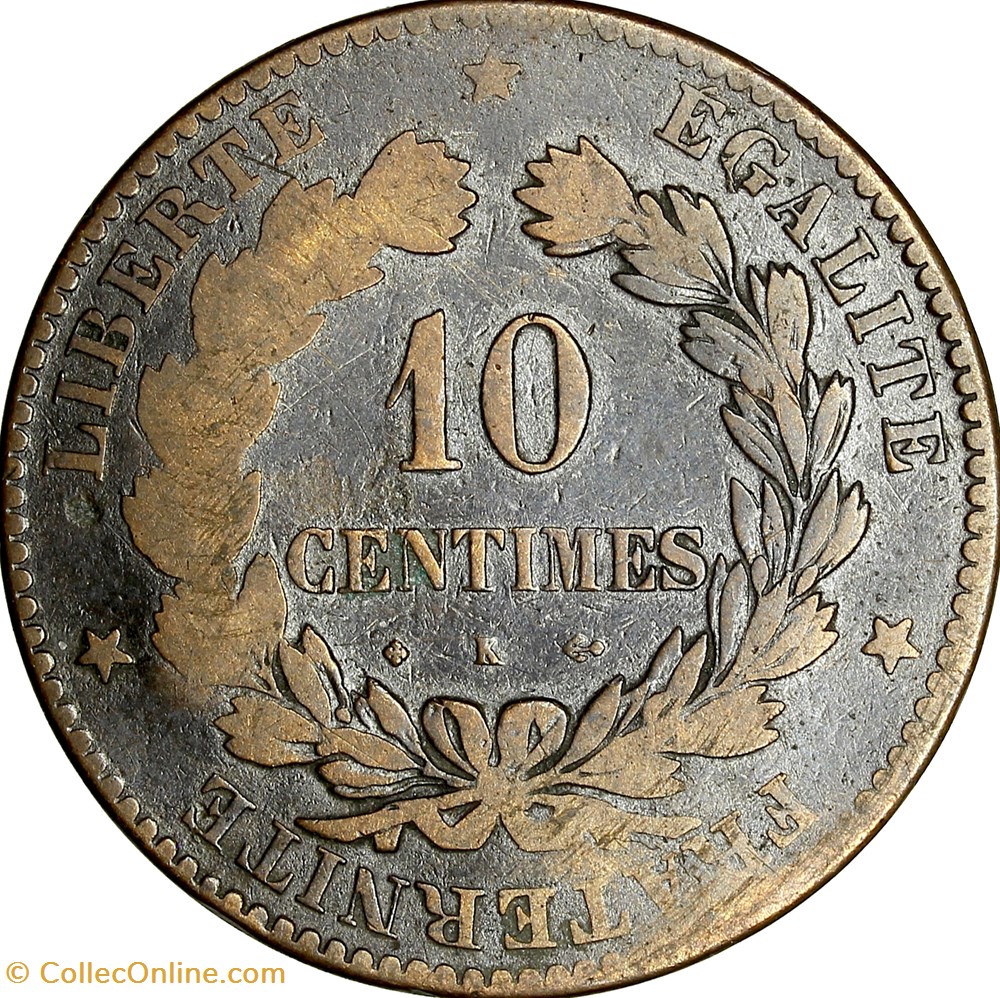 monnaies monde france 10 centimes ceres iiie republique 1873 bordeaux