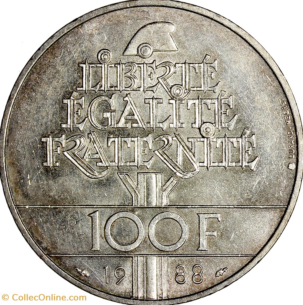 monnaies monde france 100 francs fraternite 1988