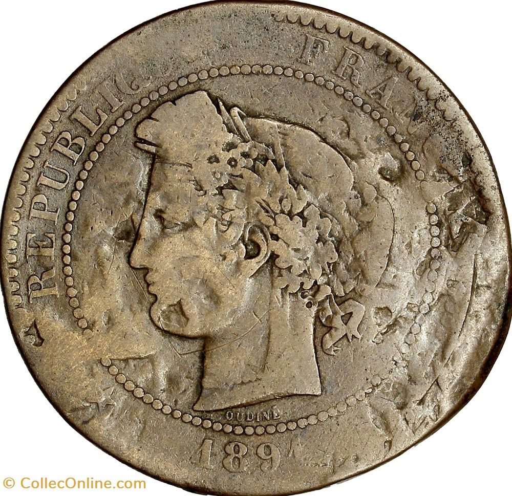 monnaies monde france 10 centimes ceres iiie republique 1891 paris