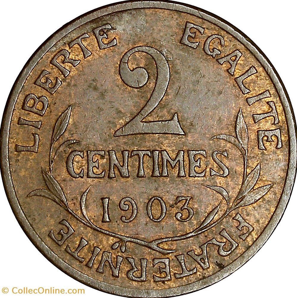 2 centimes Daniel-Dupuis, IIIe République, 1903 monnaies france modernes 2 centimes daniel dupuis iiie republique 1903