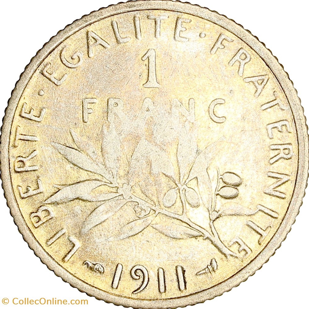 1 franc Semeuse, IIIe République, 1911 monnaies monde france 1 franc semeuse iiie republique 1911