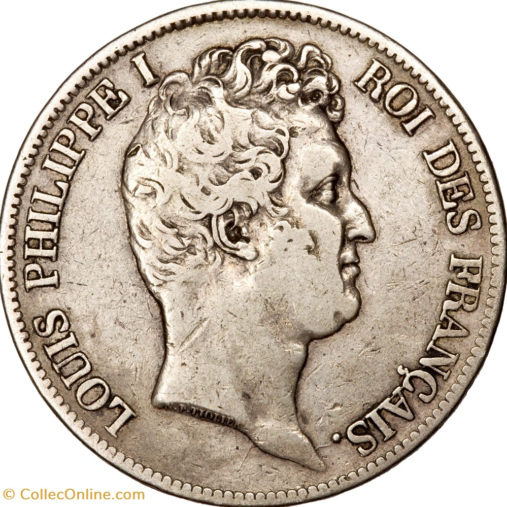 5 francs, type Tiolier, avec I, tranche en creux, Louis-Philippe Ier, 1831, Nantes monnaies monde france 5 francs type tiolier avec i tranche en creux louis philippe ier 1831 nantes