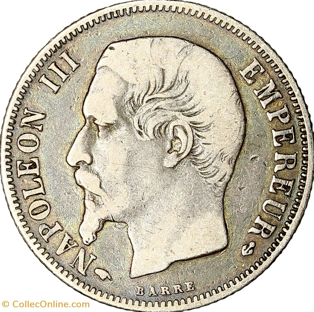 1 franc, tête nue, Napoléon III, 1858, Paris monnaies monde france 1 franc tete nue napoleon iii 1858 paris
