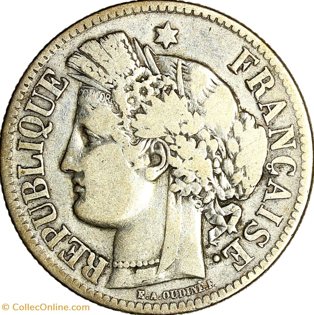 2 francs Cérès, sans légende, IIIe République, 1871, Bordeaux monnaies monde france 2 francs ceres sans legende iiie republique 1871 bordeaux
