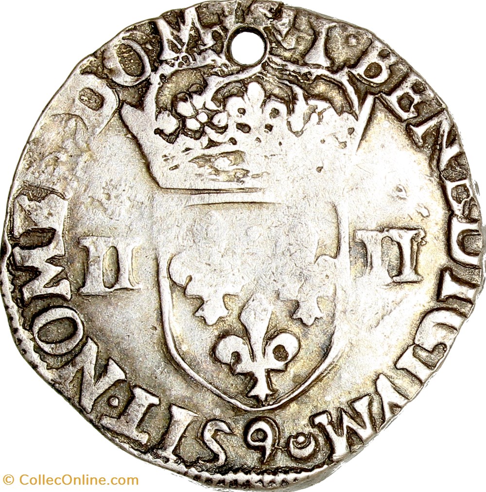 monnaies europe medievale france royales quart ecu a la croix de face henri iii 1585 rennes