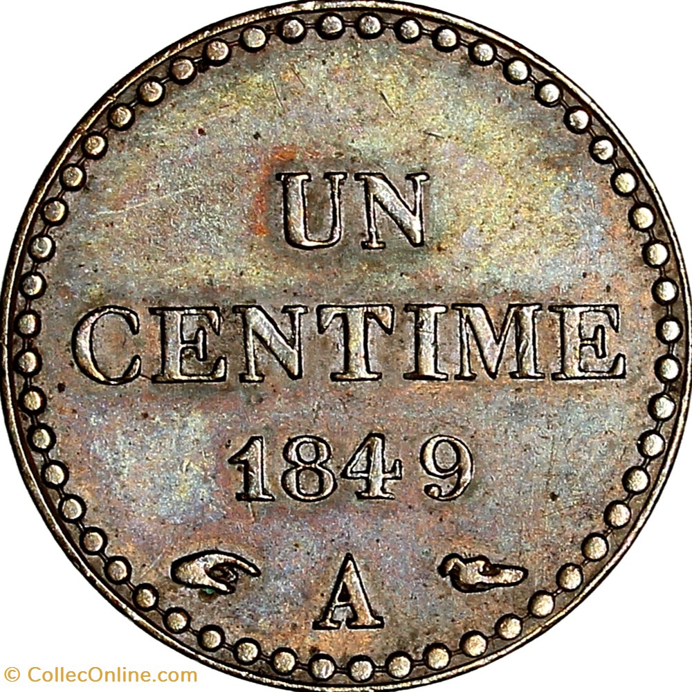monnaies monde france un centime dupre iie republique 1849 accent sur le e paris