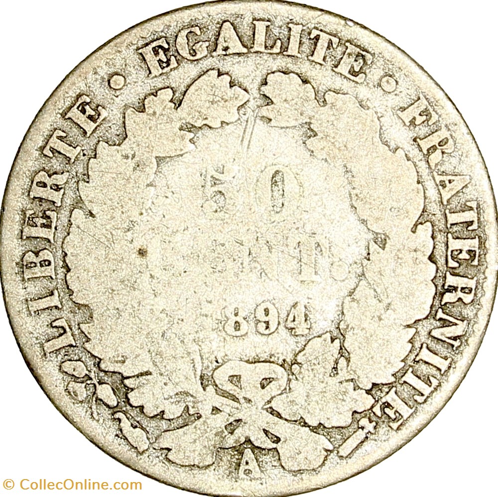 50 centimes Cérès, IIIe République, 1894, Paris monnaies monde france 50 centimes ceres iiie republique 1894 paris