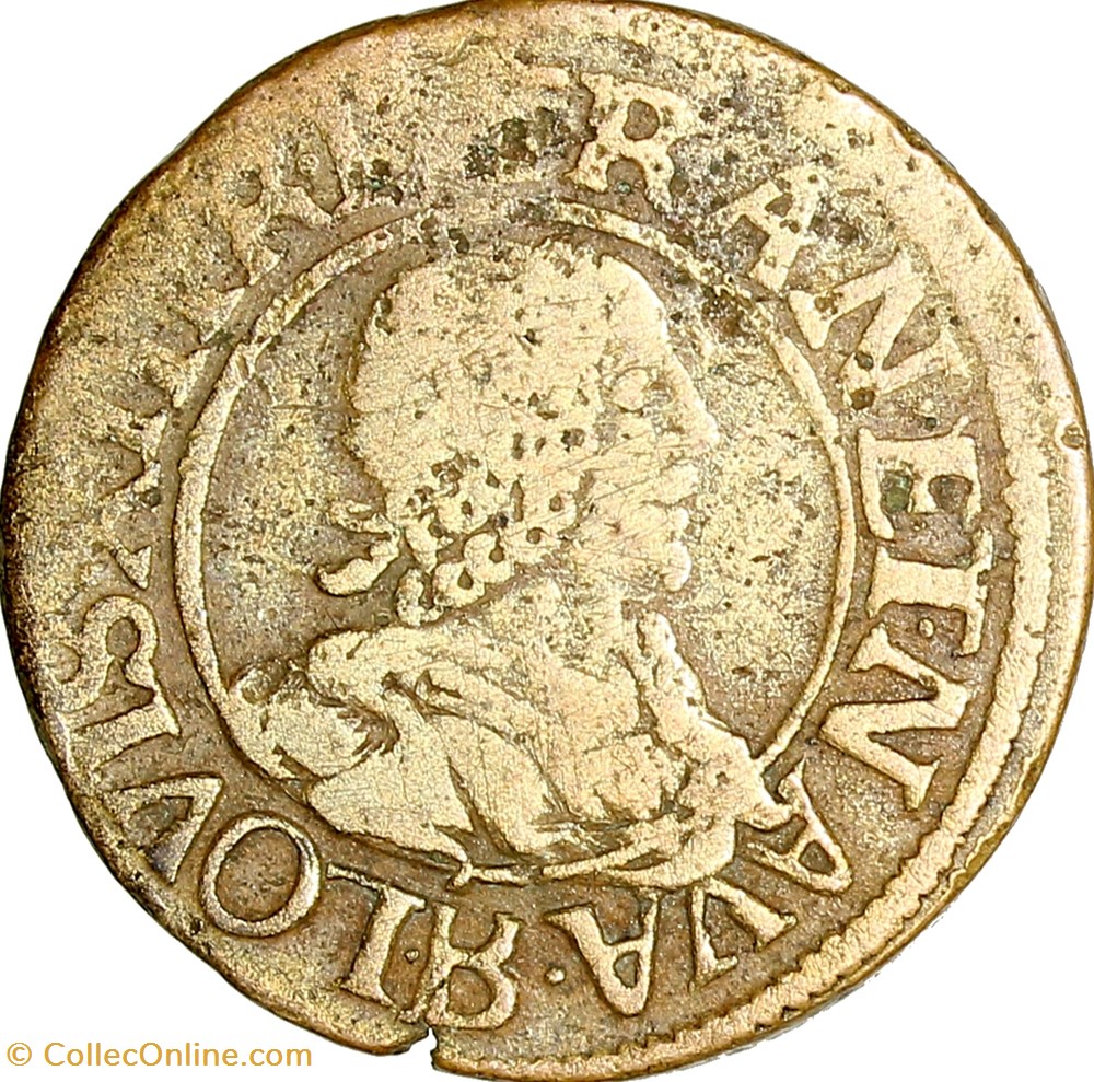 monnaies europe medievale france royales double tournois louis xiii 1637 villeneuve les avignon