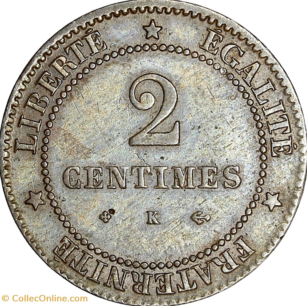 2 centimes Cérès, IIIe République, 1878, Bordeaux monnaies monde france 2 centimes ceres iiie republique 1878 bordeaux