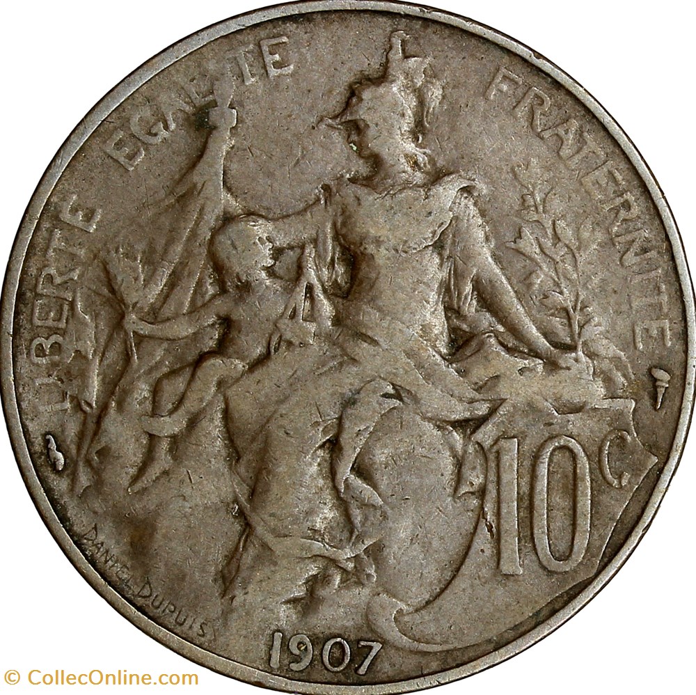 10 centimes Daniel-Dupuis, IIIe République, 1907 monnaies france modernes 10 centimes daniel dupuis iiie republique 1907