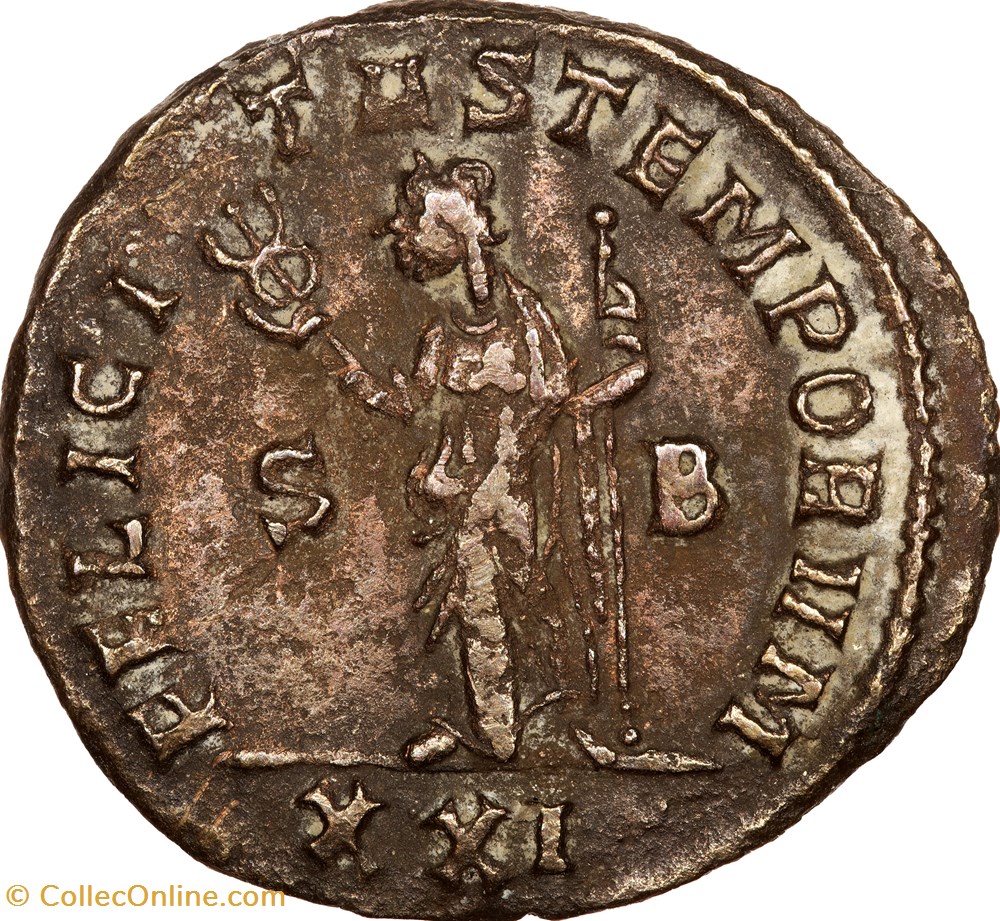 Aurelianus de Julien de Pannonie, Felicitas, déc. 284 - mai / juin 285, Siscia monnaies antiques romaines imperiales et republicaines aurelianus de julien de pannonie felicitas dec 284 mai juin 285 siscia