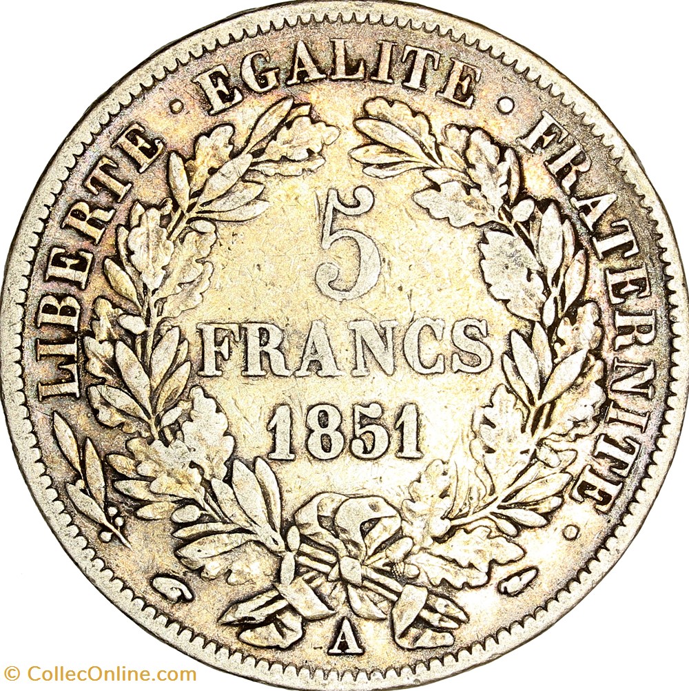 5 francs Cérès, IIe République, 1851, Paris monnaies monde france 5 francs ceres iie republique 1851 paris