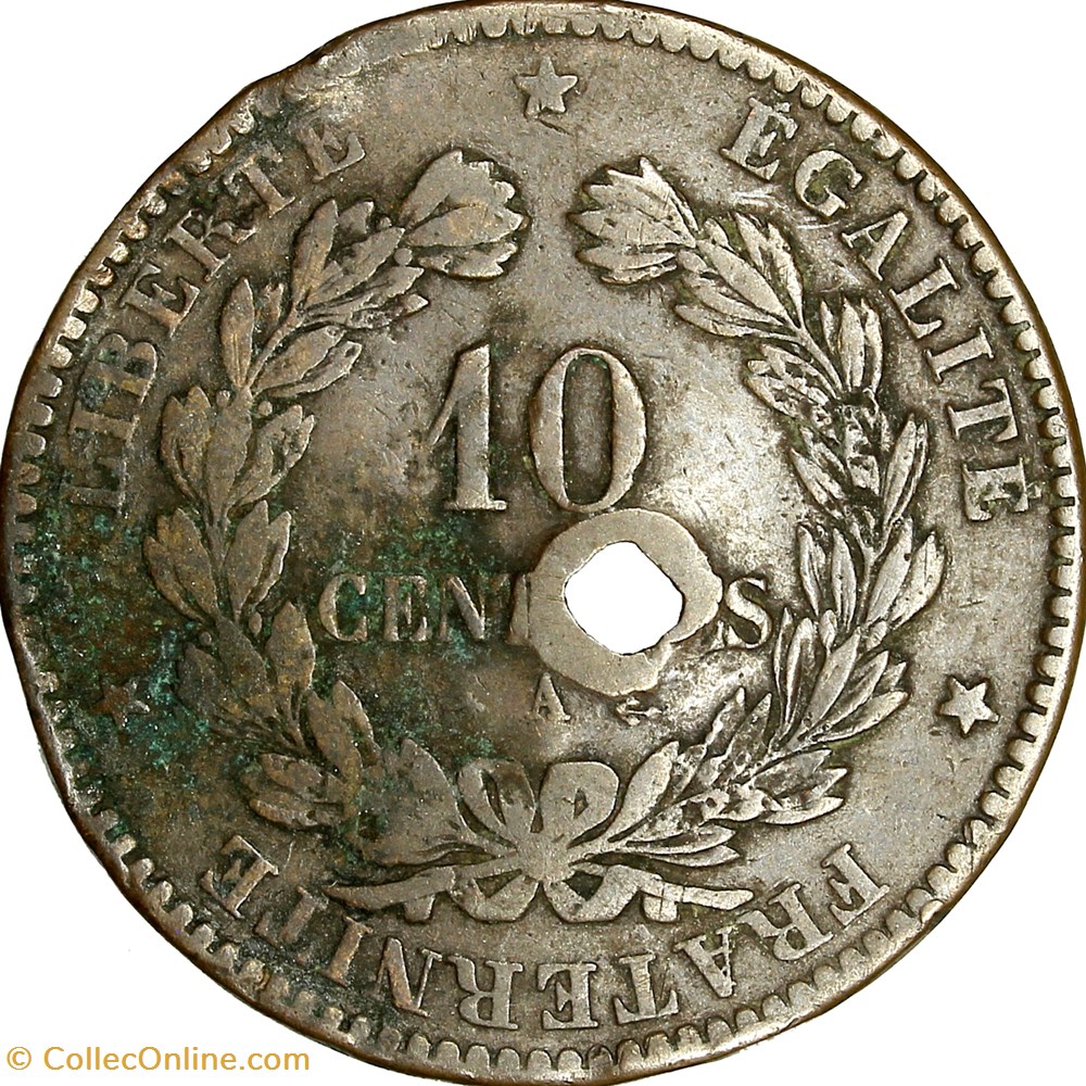 10 centimes Cérès, IIIe République, 1871, grand A, Paris monnaies monde france 10 centimes ceres iiie republique 1871 grand a paris