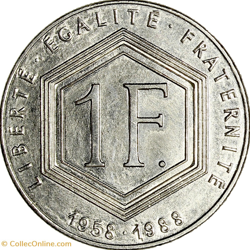 1 franc De Gaulle, 1988, sans différents monnaies monde france 1 franc de gaulle 1988 sans differents