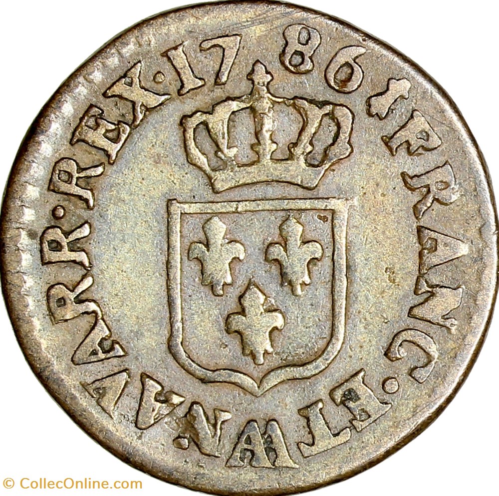 Liard à l'écu, Louis XVI, 1786, Metz monnaies europe medievale france royales liard a ecu louis xvi 1786 metz