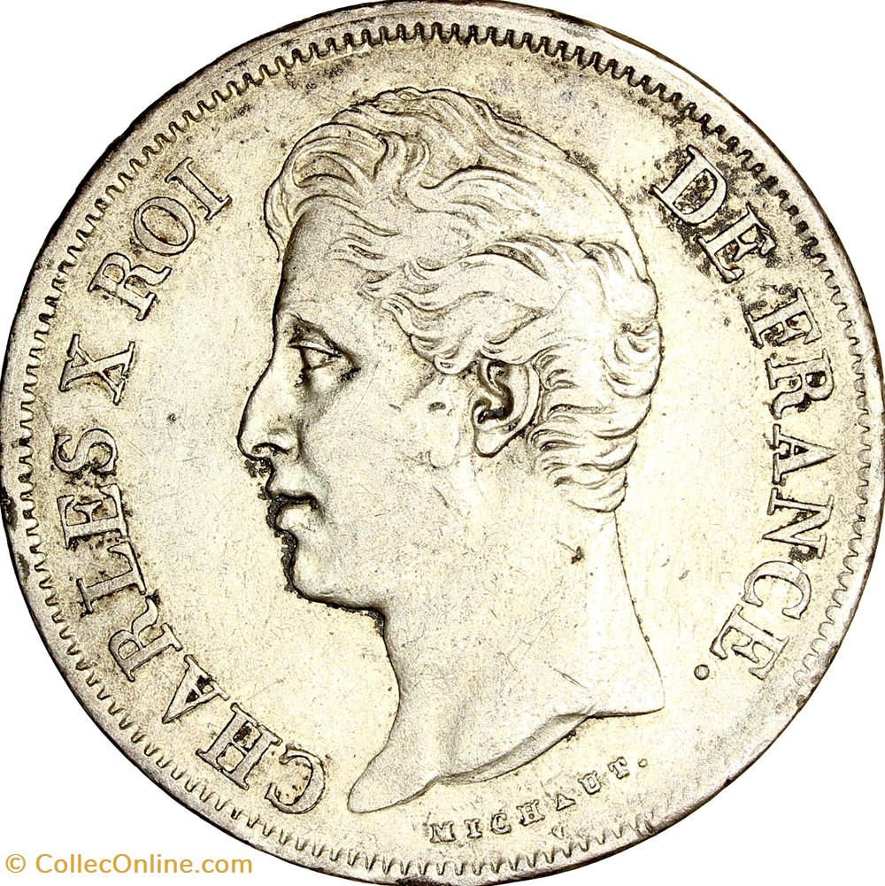 5 francs 2e type, Charles X, 1827, Lille monnaies monde france 5 francs 2e type charles x 1827 lille