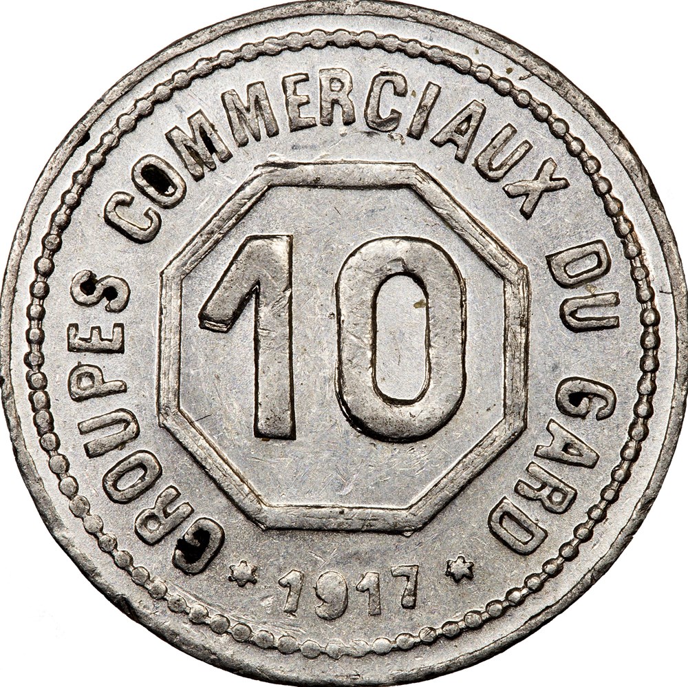 10 centimes, Groupes commerciaux du Gard, 1917 monnaies monde france 10 centimes groupes commerciaux du gard 1917