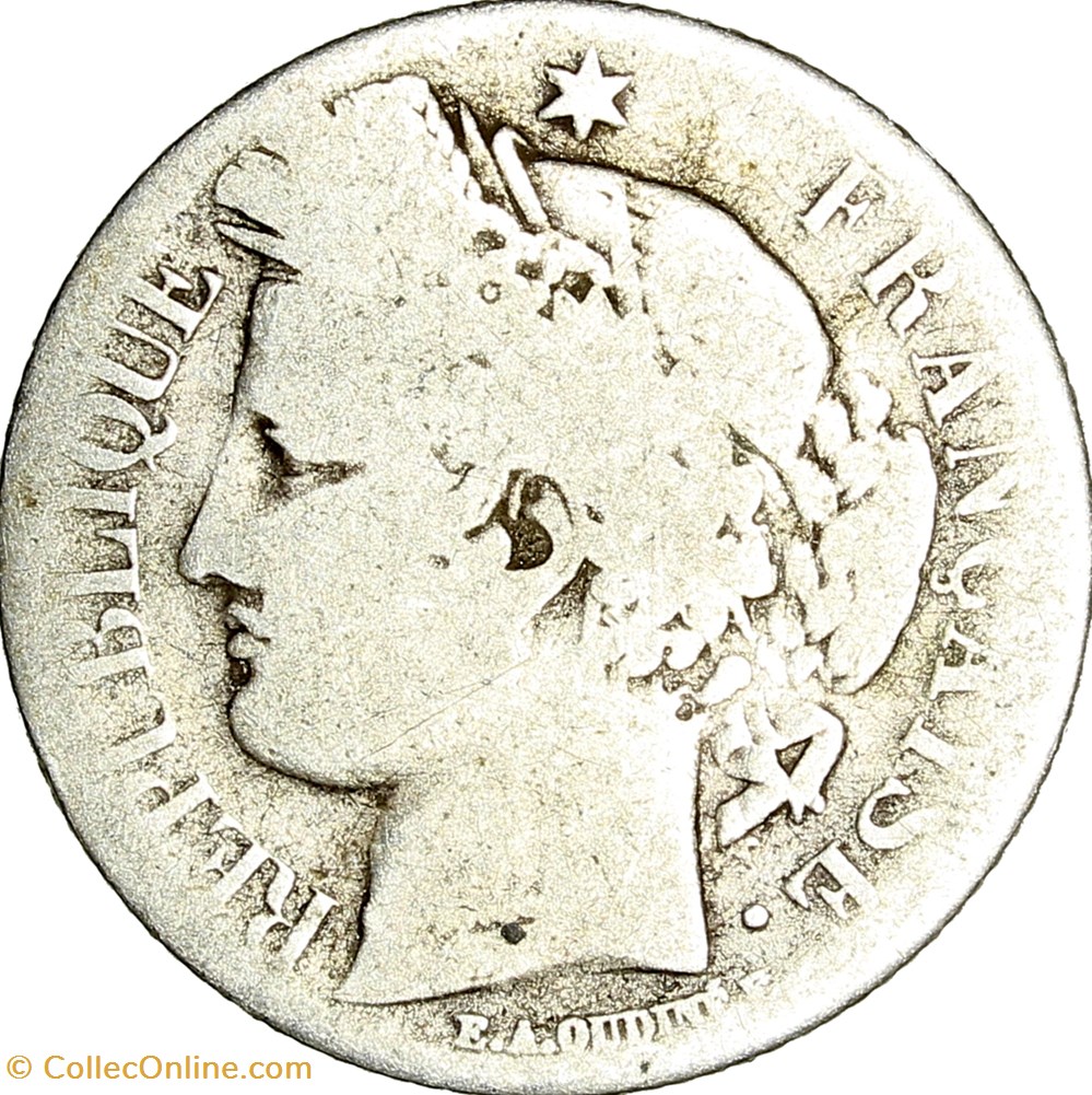 monnaies monde france 1 franc ceres iie republique 1849 paris